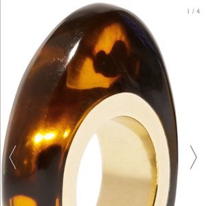 Tortoiseshell resin and gold-tone ring